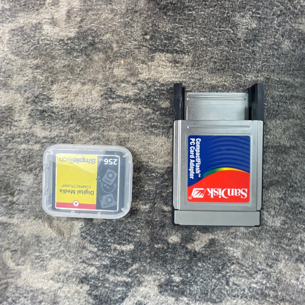 SanDisk CompactFlash PC Card Adapter & SimpleTech 256MB CompactFlash Card Lot